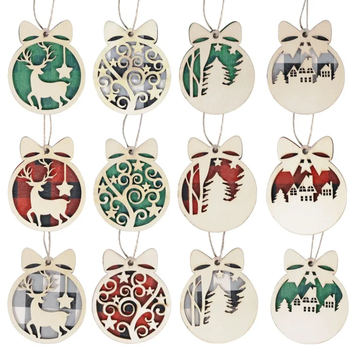 Wooden Christmas Tree Pendants,Home Decorations - Image 1